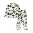 thumbnail image 1 of Fotbe Back To School A Conjunto de Pijama de Manga Larga para Mujer con Estampado, Ropa de Dormir de 2 Piezas, Conjunto de Casa Suave y Cómodo con Bolsillos-Large, 1 of 7