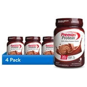 (4 pack) Premier Protein 100% Whey Protein Powder, Chocolate Milkshake, 30g Protein, 24.5 oz, 1.5 lb