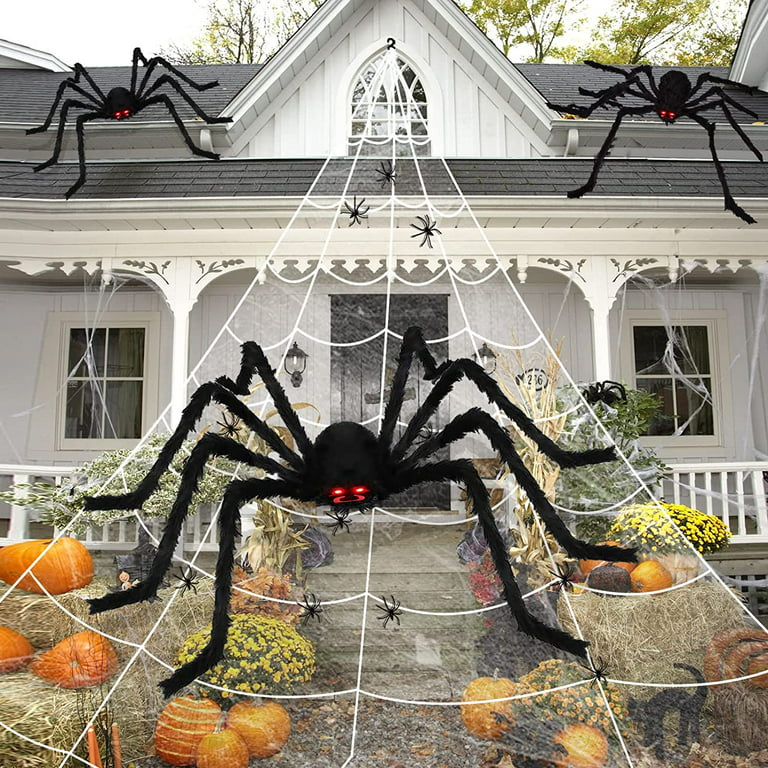 5FT Giant Hairy Spider Halloween Decorations with Red LED Eyes and ...