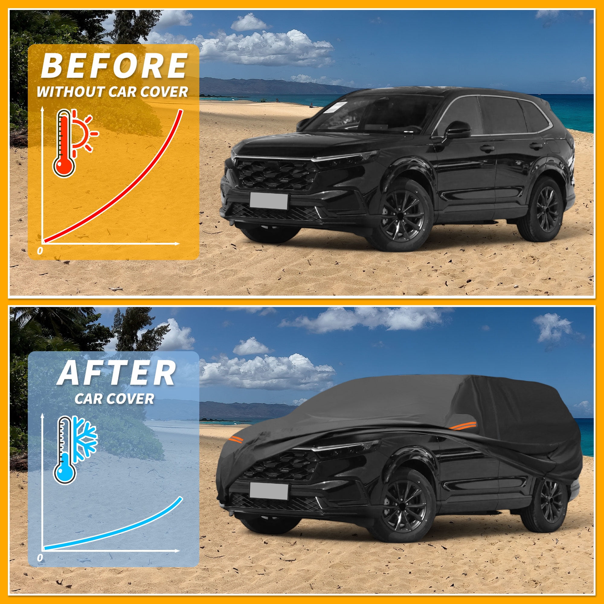 Unique Bargains Durable Waterproof Car Cover Black ["for Honda CRV"]
