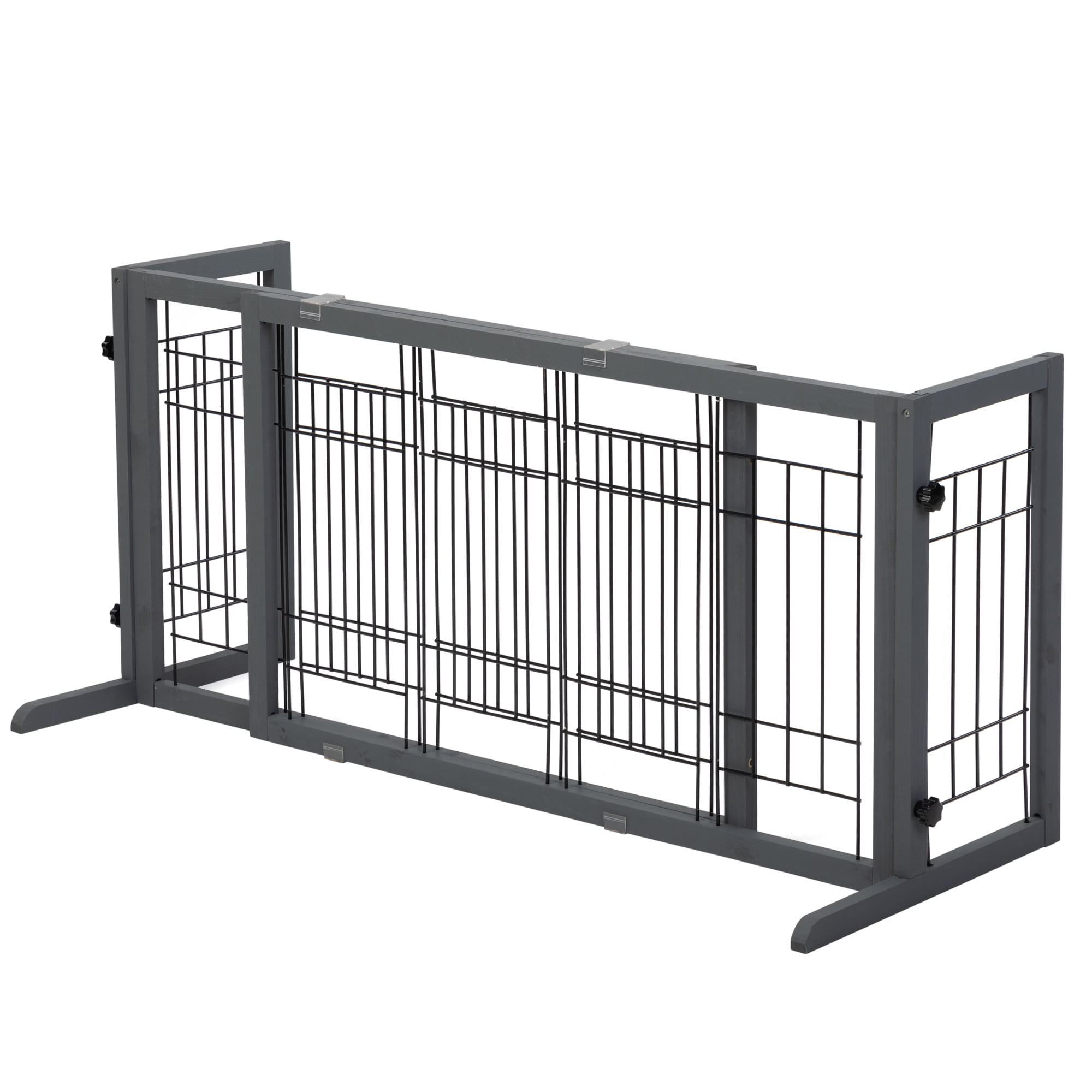 Pefilos 38"-71" Adjustable Wood Pet Gate for Dogs, Indoor Freestanding Dog Fence for Doorways, Stairs, Gray Pefilos 38"-71" Adjustable Wood Pet Gate for Dogs, Indoor Freestanding Dog Fence for Doorways, Stairs, Gray