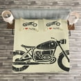 thumbnail image 3 of Ambesonne Vintage Quilted Bedspread Set 3 Pcs, Grunge Flat Motorcycle, Queen Size, Charcoal Grey Khaki, 3 of 3