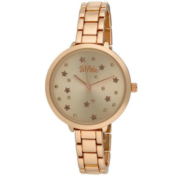 Bob Mackie Women's Rose Gold Star Link Bracelet Watch