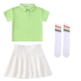 thumbnail image 4 of Odeerbi Niñas 3 Piezas Preppy Vestido Tenis Camisa de Golf y Falda Plisada Con Set de Uniforme de La Escuela de Las Medias, 4 of 9