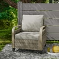 thumbnail image 2 of COOS BAY Brown Wicker Outdoor Dining Arm Chairs with Gray Cushions for Garden, Poolside, Backyard (Set of 1), 2 of 8