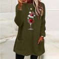 thumbnail image 2 of miqiqism Christmas Sweaters for Women 2024 Long Sleeve Crewneck Sweatshirt Red Wine Glass Print Pullover Shirts Fleece Warm Loungewear Tops Blouses with Pockets,Army Green,Large, 2 of 3