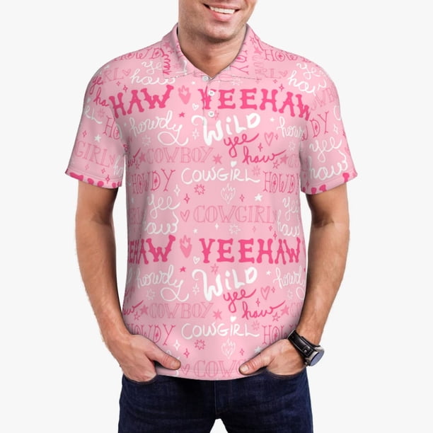 Fotbe Western Cowgirl Camiseta Polo de Golf para Hombre con Estampado – Camisa Deportiva Transpirable con Cuello Abotonado-XX-Large