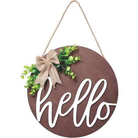 Hello Rustic Sign Hello Sign Rustic Front Door Decorative Round Wood Farmhouse Porch ...