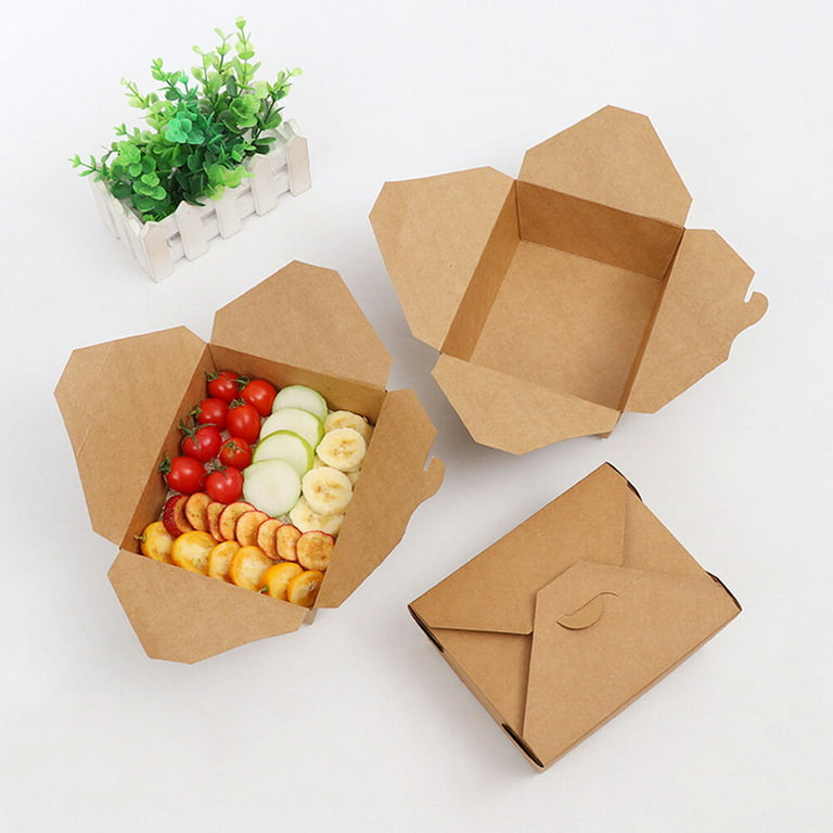 20pcs Kraft Paper Lunch Box Disposable Meal Prep Containers Food Takeout  Boxes for Restaurant Home (800ml)