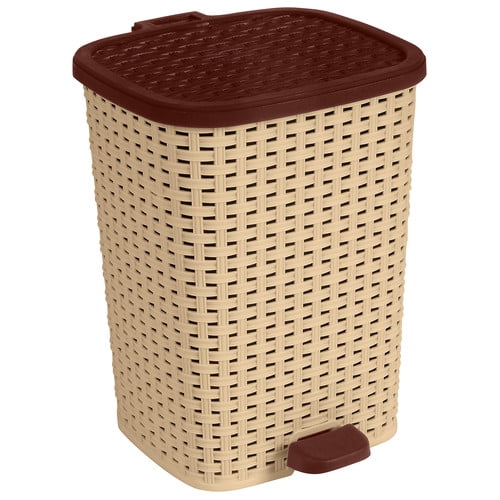 Wicker Style Step Trash Can Compact Trash Can, Fits Perfect into