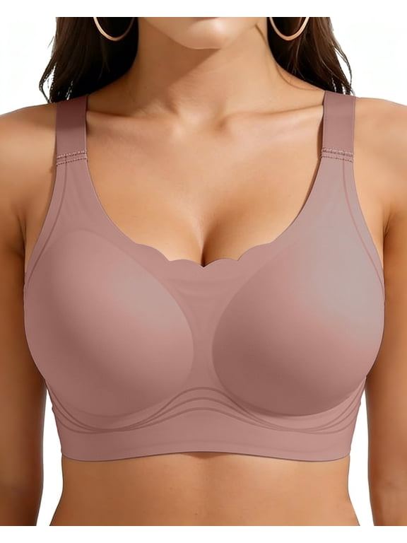 Jelly Support Wireless Minimizer Bras for Large Breasts, Seamless Full Coverage Lifting Bra, Anti-Sagging & Side Smoothing Comfort T-Shirt Bra, Sizes M-2XL