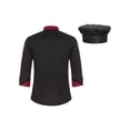 thumbnail image 2 of iiniim Unisex Long Sleeve Chef Coat Jacket with Hat Lightweight Button Restaurant Kitchen Chef Top Uniform Black 4XL, 2 of 7