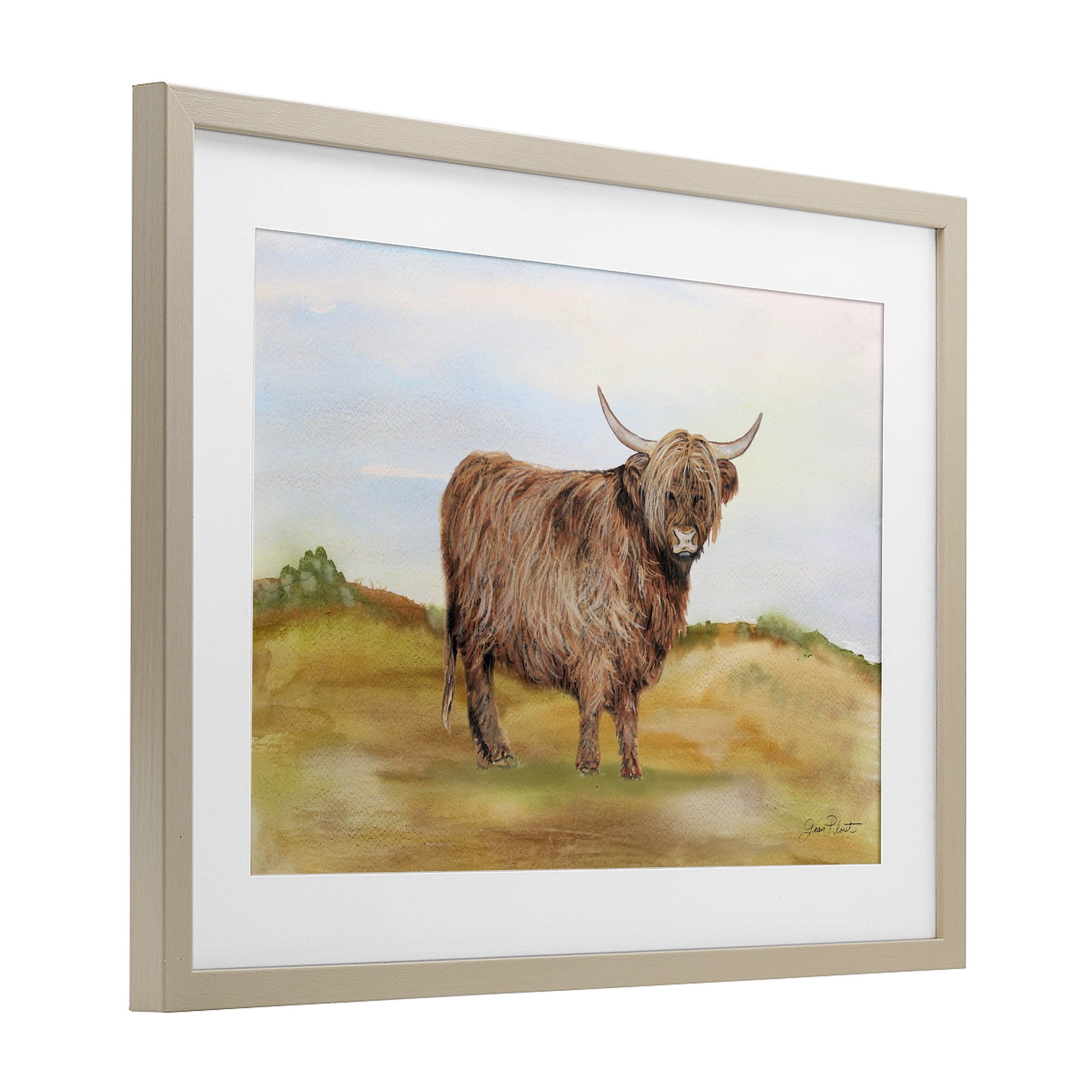 Farm Animal In Pasture Birch Framed Print Under Glass, design by Jean Plout