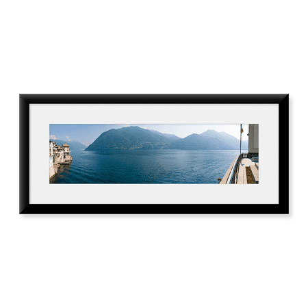Framed Art Print, Mountain range at the lakeside by Panoramic Images, 25-7/8" x 9-7/8"
