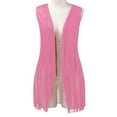 thumbnail image 6 of BOOMILK Tassel Vest For Women Slim Fit Open Front Sleeveless Cowboy Pink Jacket, 6 of 9