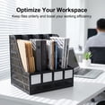 thumbnail image 3 of SAYEEC Black Plastic 4-Compartment Vertical Desk File Organizer, Magazine & Document Storage for Office Home, 3 of 8
