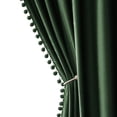 thumbnail image 1 of Cortinas MIULEE de terciopelo verde esmeralda con pompones, 244 x 132 cm, 2 unidades, 1 of 7