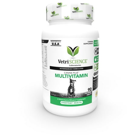 VetriScience Canine Plus Multivitamin for Senior Dogs, Overall Well Being Duck Flavor, 90 Tablets