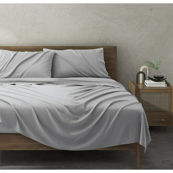 COMFLIVE Cooling Sheets Set Queen 4PC Rayon Cool Fiber Deep Pocket Light Gray Bedding