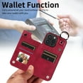 thumbnail image 4 of for iPhone 14 Pro Max Case with Card Slots, PU Leather Protective Shockproof Case with Ring Buckle, Magnetic Clasp Kickstand Cover for Women Men for iPhone 14 Pro Max - Winered, 4 of 10