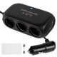 thumbnail image 2 of Muyoka Divisor de encendedor de cigarrillos de 3 enchufes 120W 12V 24V encendedor de cigarrillos de coche Dual USB LED cargador r谩pido de coche adaptador de cargador de coche para iPhone iPad GPS Das, 2 of 7
