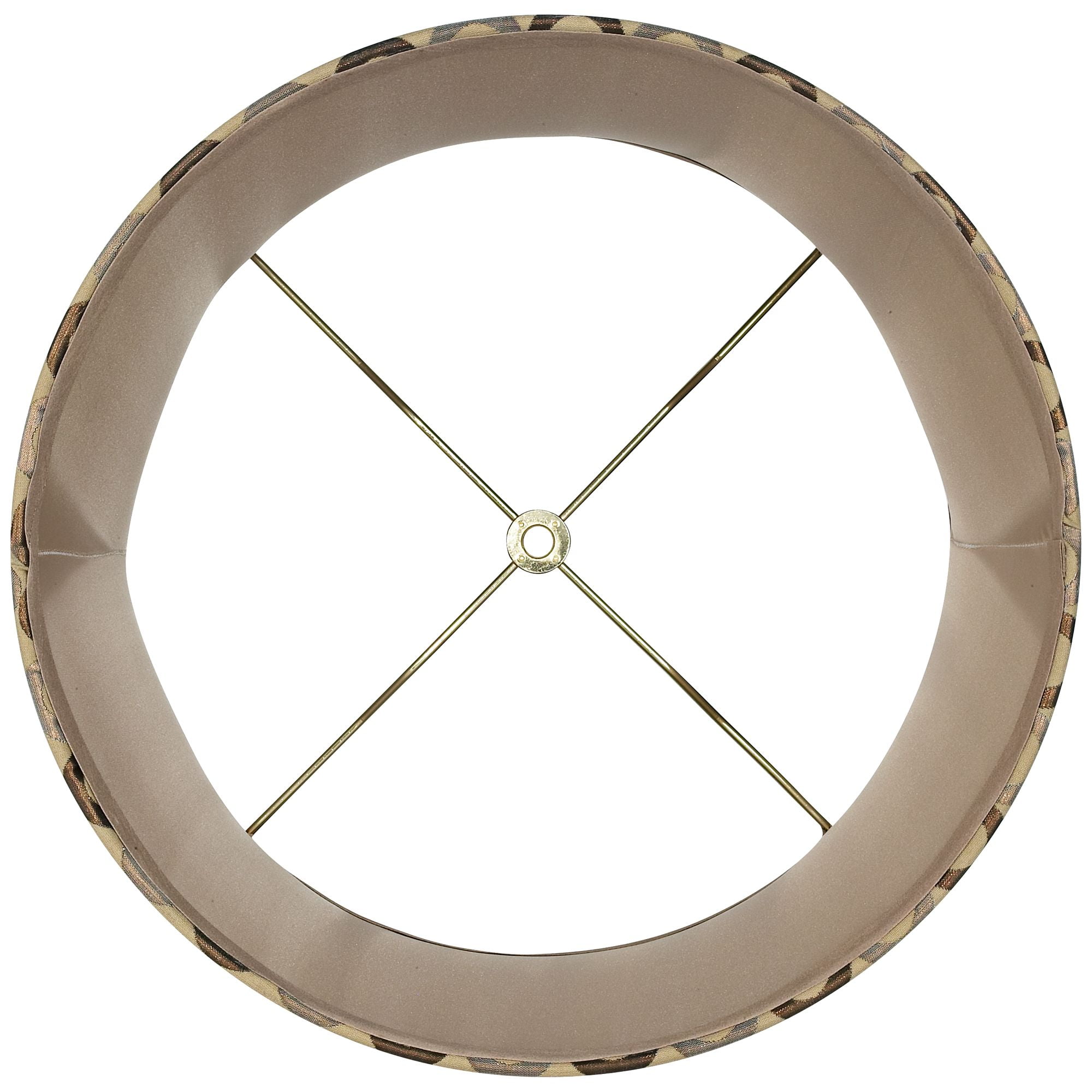 Springcrest Set of 2 Drum Print Lamp Shades Tan Copper Circles Medium 13" Top x 14" Bottom x 11" High Spider Harp Finial Fitting