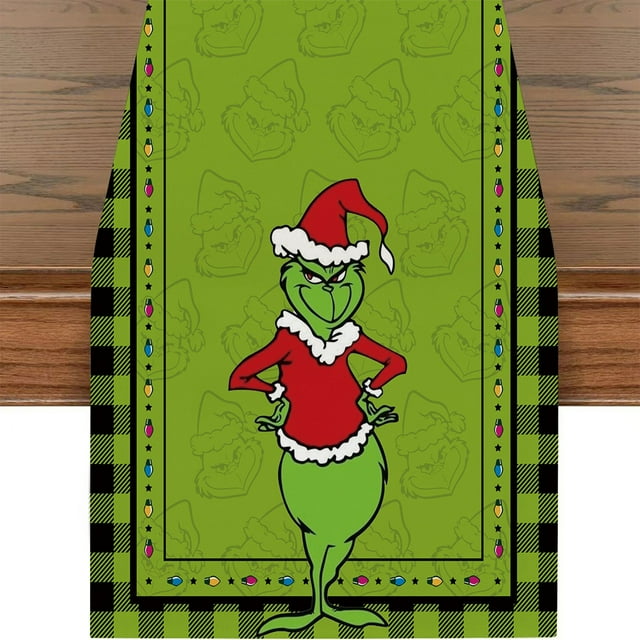 Grinch Decor Grinch Christmas Decorations Bathroom Grinch Christmas Decorations Linen Green Christmas Table Runner Merry Tablecloth Christmas Xmas Holiday Table Decorations