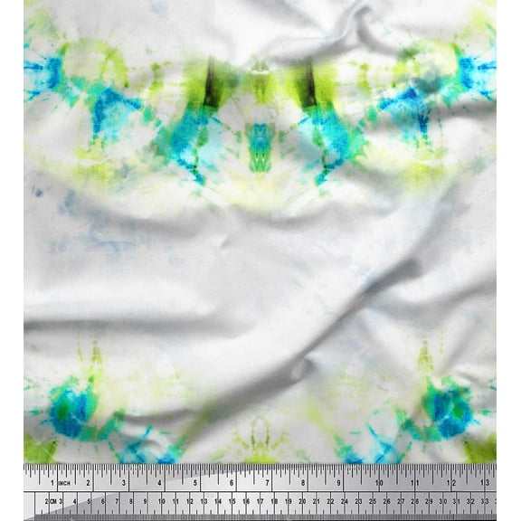 Soimoi Blue Cotton Duck Fabric Shibori Tie-Dye Print Fabric by Yard 44 Inch Wide