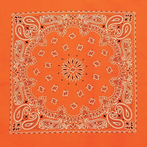 Hav-A-Hank Novelty Bandana - Neon Orange Paisley, 22" W x 22" L