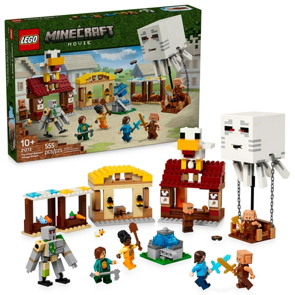 LEGO Minecraft The Ghast Balloon Village Attack- Toy Building Set for Kids, Girls and Boys Ages 10+ - Includes Steve, Natalie, and Dawn Minifigures - Birthday Gift Idea - 21271