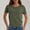 #Army Green, variant on Women's Solid Color Round Neck Short Sleeve T-Shirt with Irregular Hem,Army Green,Size L,Women's Plus ,Young Adult Tops