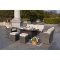 thumbnail image 3 of Outdoor 7 Pcs Furniture Set with Brown Fire Pit Table, PE Wicker Rattan Gray Sectional Sofa Patio Conversation Sets, 3 of 11
