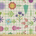 thumbnail image 2 of Ambesonne Floral Fabric by the Yard Upholstery, Flat Design Colorful Flowers, 2 Yards, Pale Peach and Multicolor, 2 of 5