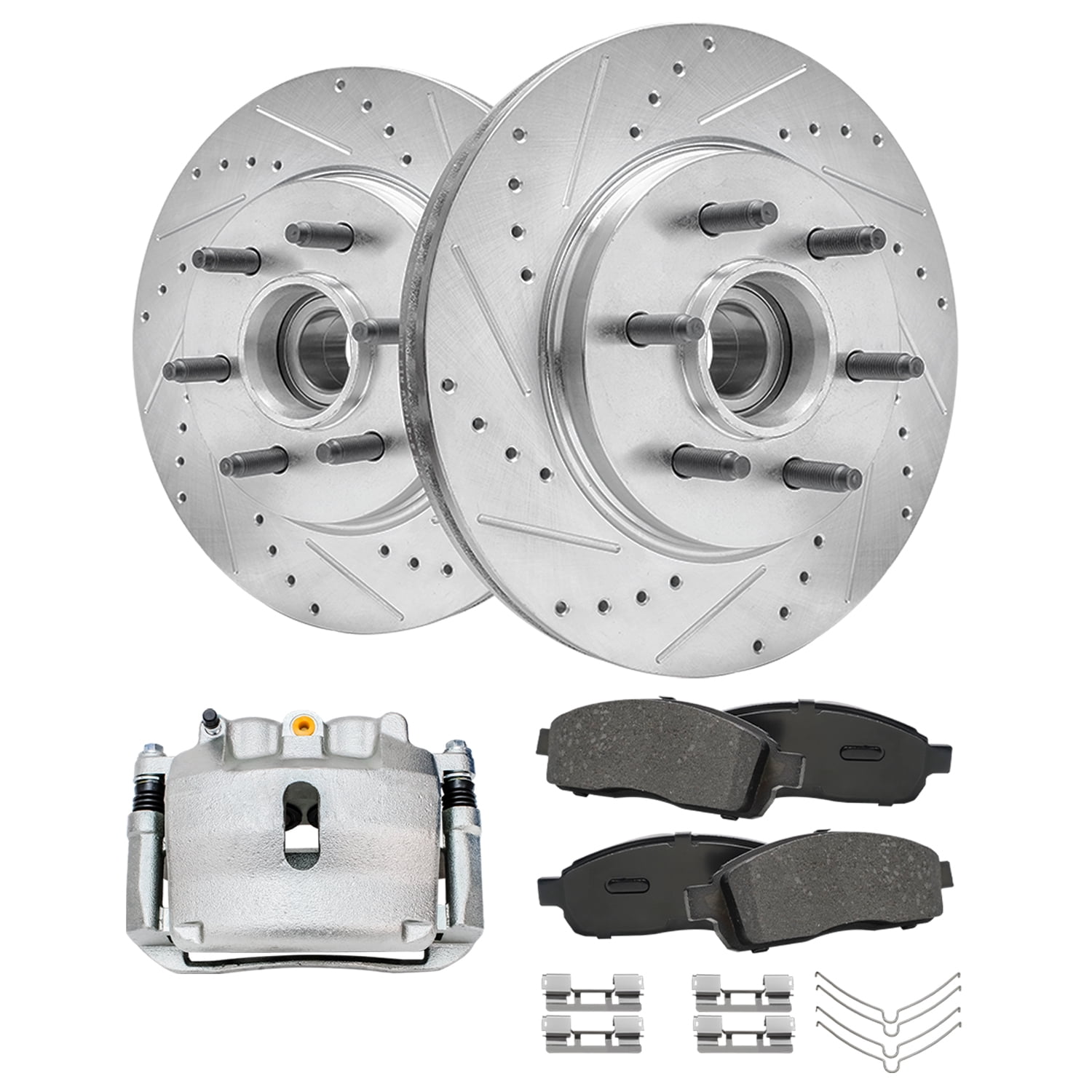 Detroit Axle - 2WD 6-Lug Front Drilled Rotors Ceramic Pads Left Brake  Caliper Replacement for 2004 2005 Ford F-150