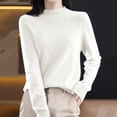 thumbnail image 2 of Breezora chandail-Over Semi-Col Roulé Confortable pour Femmes, Manches Longues, Coupe Ample, pour Automne Hiver, Taille TTG, Blanc, 2 of 5