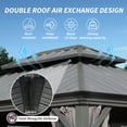 thumbnail image 5 of Domi 10' X 12' Permanent Gazebo Pavilion, Metal Hardtop Gazebo with Galvanized Steel Double Roof Canopy, Built-in Drainage Gutter, Curtain and Netting，Gray, 5 of 9