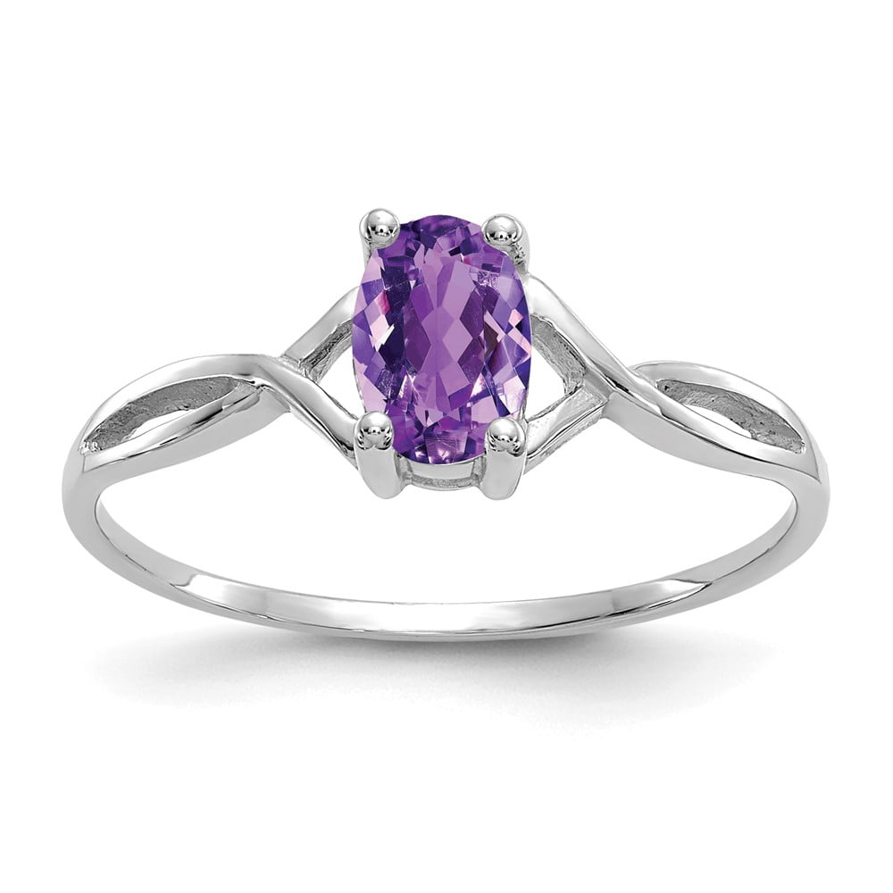 AA Jewels Solid 14k White Gold Amethyst Purple February Gemstone