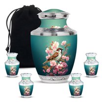 Yatskia Sparrow Large Burial Urn for Ashes for Women, Cremation Urn for Adult Ash, Little Decorative Urns for Human Ashes Adult Man, (Tasty 10 Inch and 3 Inch)