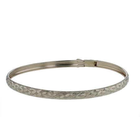 Floreo 10k Yellow Gold bangle bracelet Flexible Round with Diamond Cut Design (0.16”)
