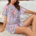 thumbnail image 6 of Womens Pajama Sets With Pocket, rose Tower flower Lounge Sets Short Sleeve Sleepwear PJ Sets for Women, 6 of 6