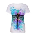 thumbnail image 4 of Camiseta estampada de moda para mujer Blusa de manga corta con cuello en V Tops casuales Pompotops  hkajfhjk471818, 4 of 5