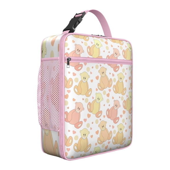 Bear Insulated Lunch Box Teen Reusable Lunch Bag with Water Bottle Holder Portable Lunch Bag School Travel