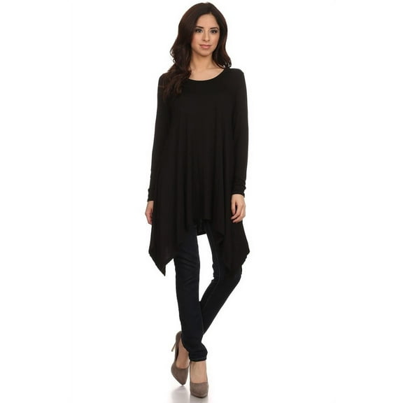 Women's Trendy Style Long Sleeves Solid Tunic Top