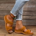thumbnail image 2 of Orthopedic Wedge Sandals for Women Open Toe Slides Fashion Bohemia Embroidery Slip on Beach Shoes Comfortable Slip on Summer Slippers Orange Size 5.5, 2 of 5