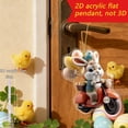 thumbnail image 7 of AURIGATE Easter Acrylic Flat Hanging Ornament, Bunny Riding Horse/Motorcycle Design, Festive Decor for Home Party Tree, 7 of 7