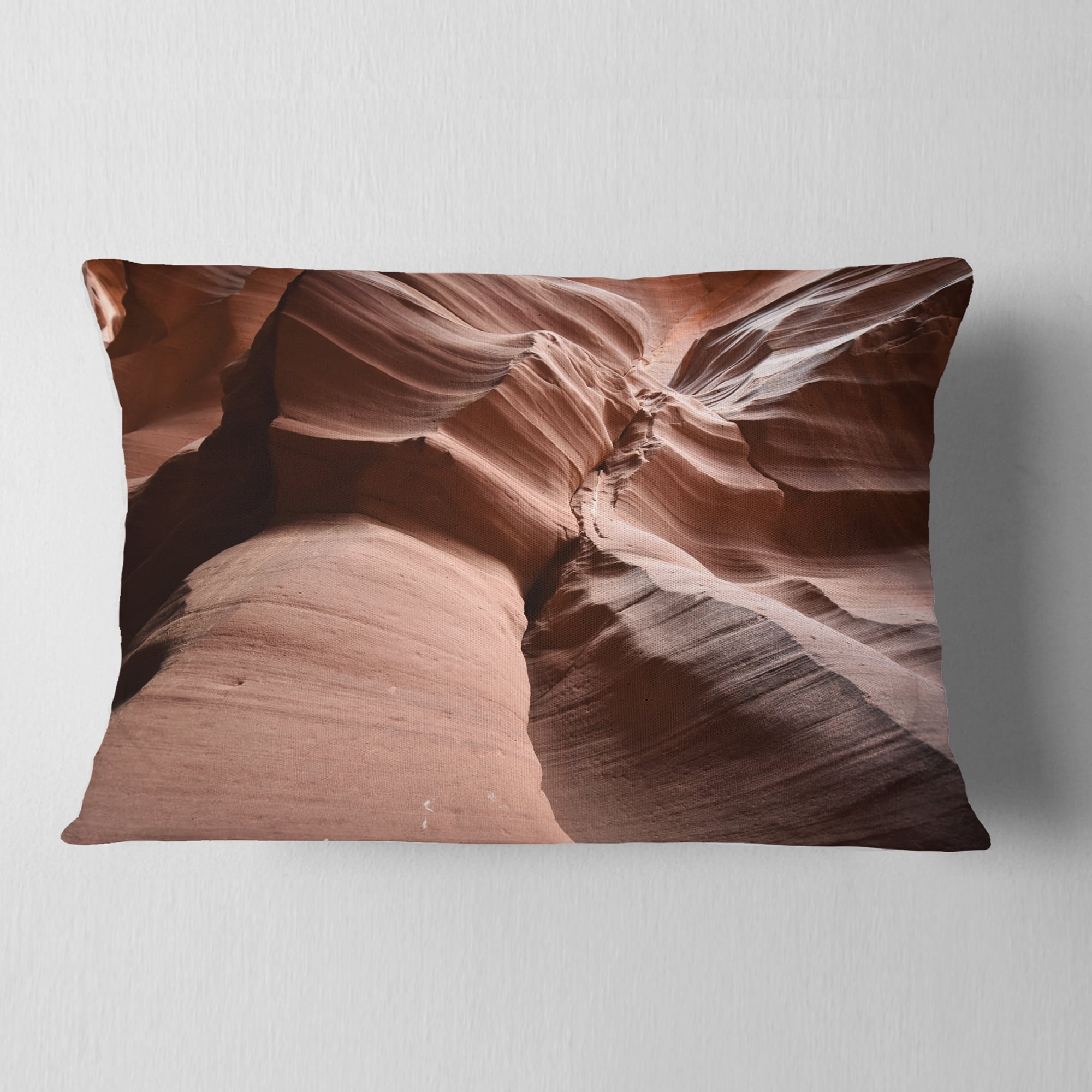 Designart Dark Upper Antelope Canyon - Landscape Photography Throw Pillow - 12x20