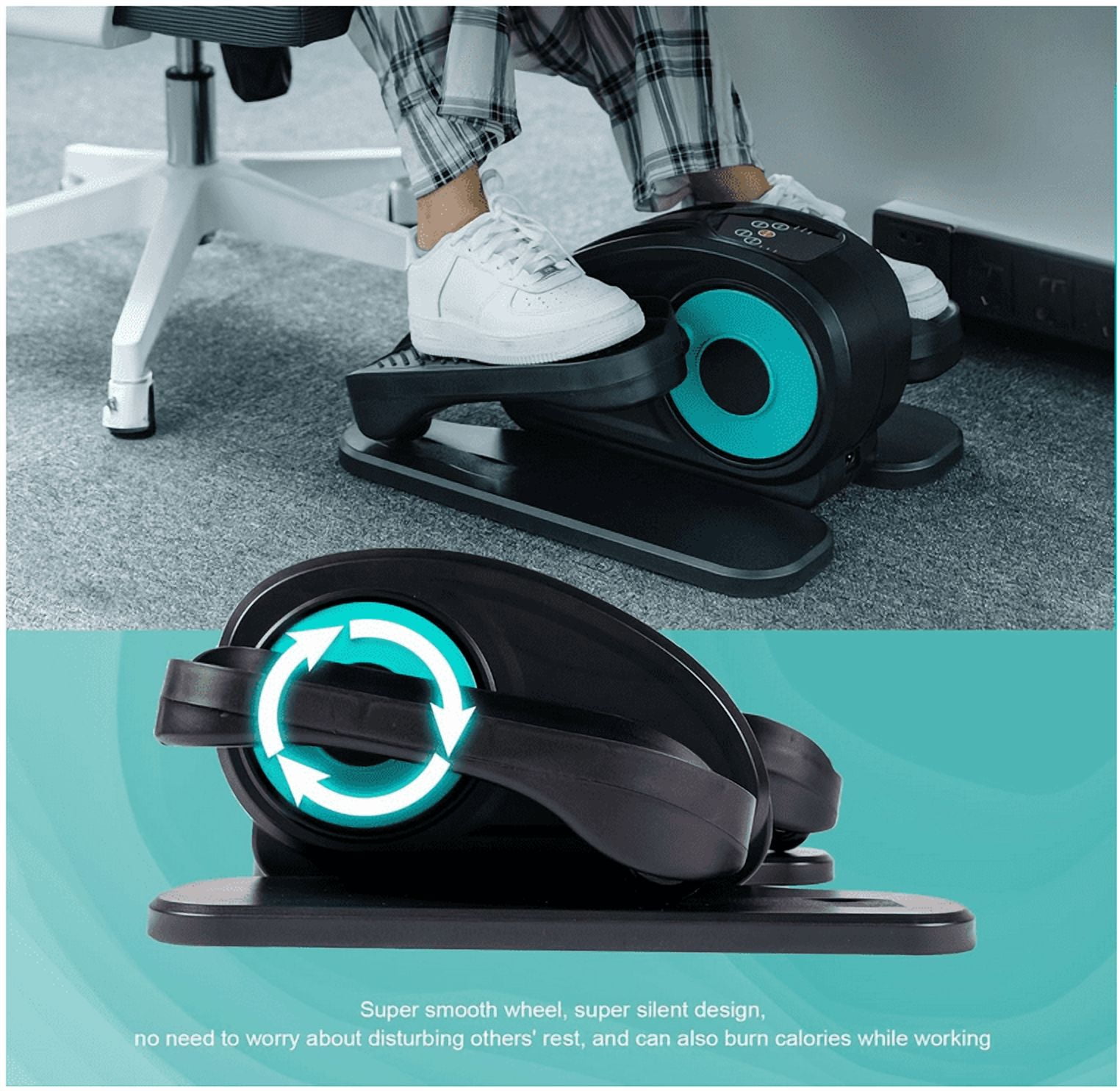 Under Desk Elliptical Machine - Electric, Quiet & Fully Assembled for Seniors. Portable Seated Leg Exerciser with Remote Control. ESL Pedal Trainer
