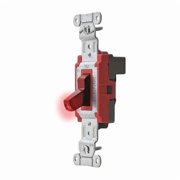 Pilot Lit Wall Swtch, 1-Pole, 120/277V, Red