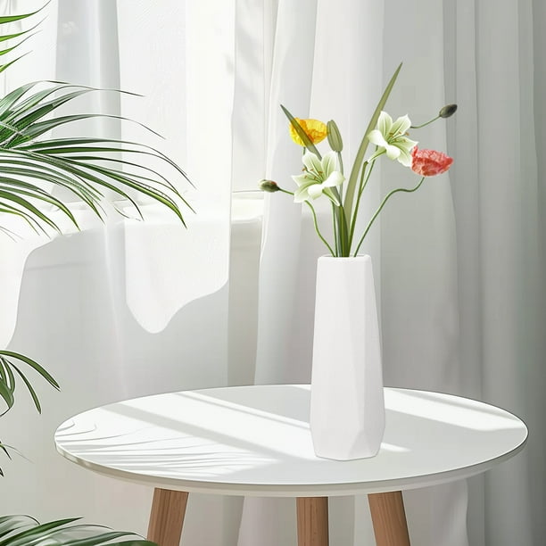Fiudx Jarrón Decorativo de Plástico, Imitación Esmaltado, Elegante Arreglo Floral, Elegante Detalle para El Hogar, Decoración para Mueble de Tv, Decoración Versátil para Interiores, Tamaño 20 X 6 X 5