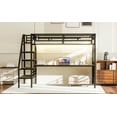 thumbnail image 2 of Metal Loft Bed Frame with Desk and LED Light, No Box Spring Needed,Twin ,Black, 2 of 12